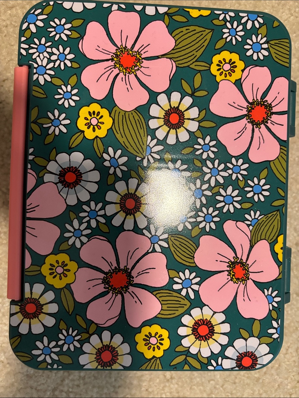 New Cat & Jack Pink Floral Lunch Container  - Teal, Pink & Yellow